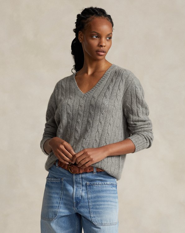 Relaxed Fit Cable Cashmere Jumper