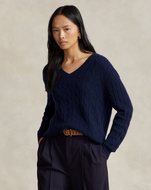 Relaxed Fit Cable Cashmere Jumper