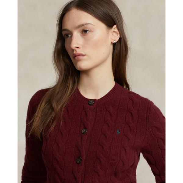 Cable Knit Wool Cashmere Cardigan for Women Ralph Lauren PT