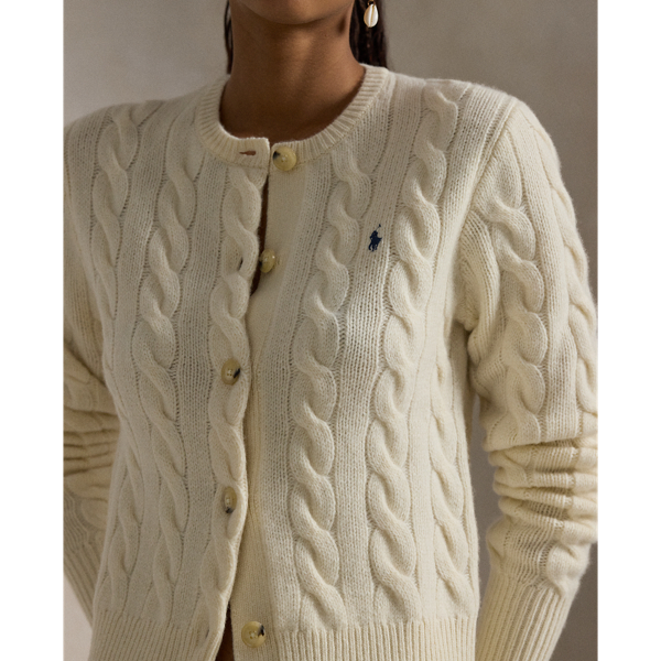 Cable Knit Wool Cashmere Cardigan