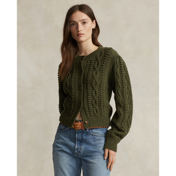 Cardigan Aran et effet blousant en laine