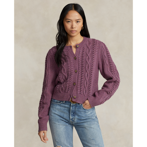 Cardigan Aran et effet blousant en laine