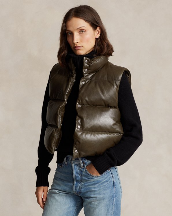 Quilted Leather Down Gilet