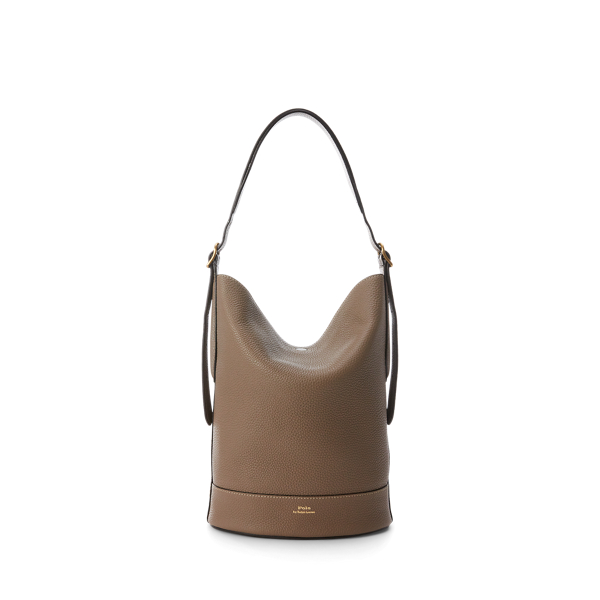 Black Bellport medium studded leather bucket bag, Polo Ralph Lauren