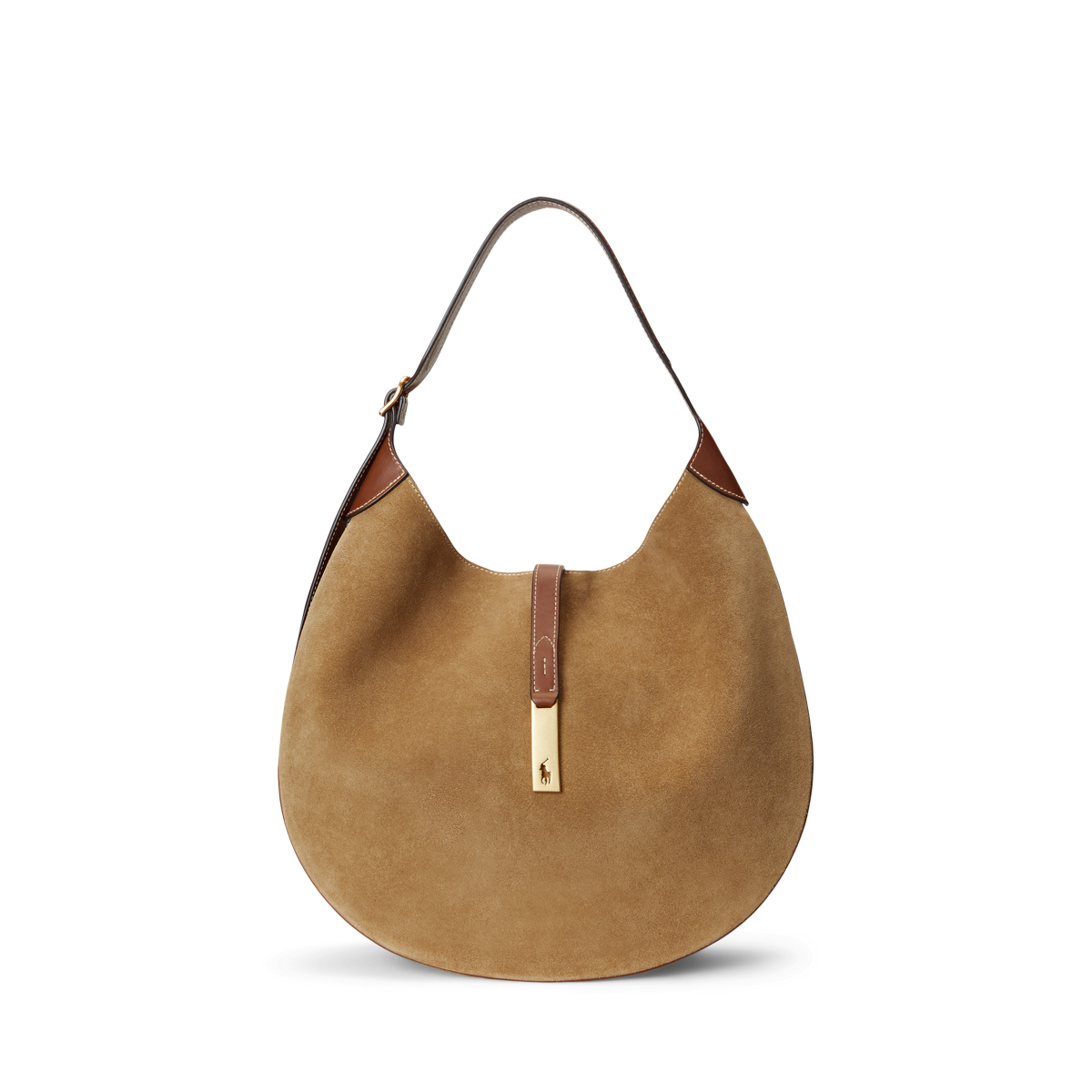 Polo ID Suede Leather Large Shoulder Bag Ralph Lauren