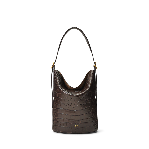 Croc-Embossed Medium Bellport Bucket Bag