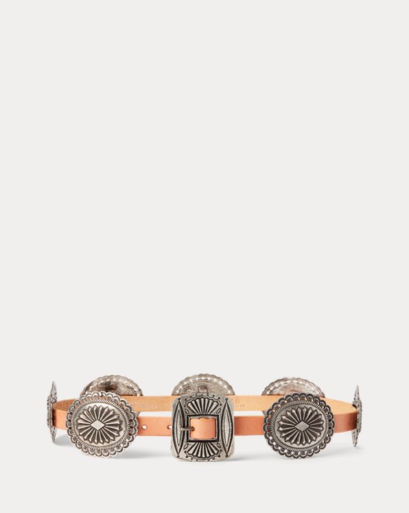 Metal-Accent Leather Belt