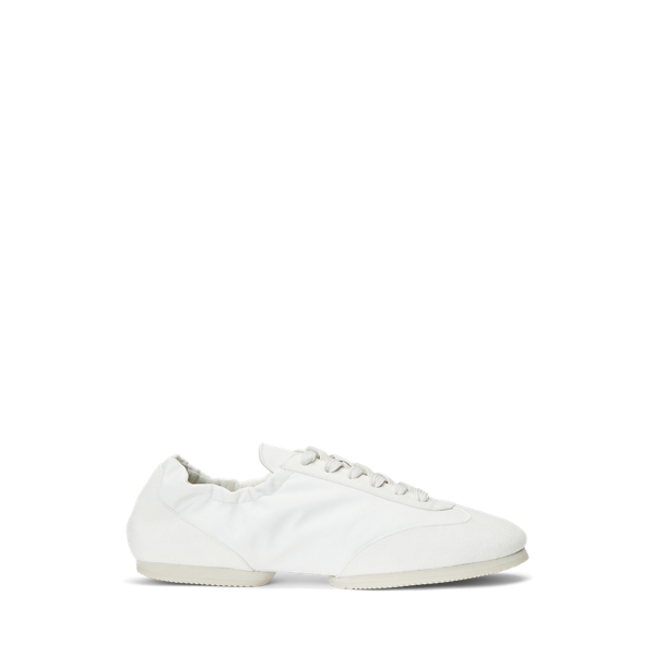 De suède ballerina sneaker met Pony 