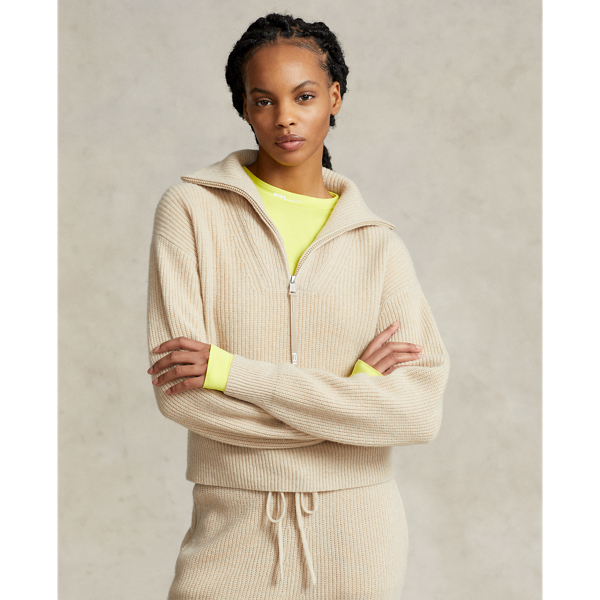 Rib-Knit Cashmere-Wool Half-Zip Jumper