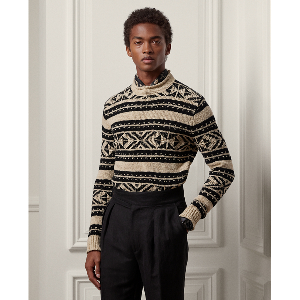 Patterned Silk Roll Neck Jumper