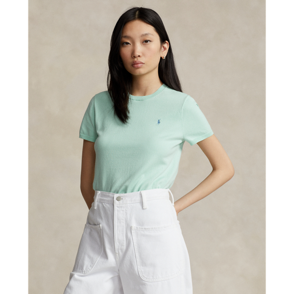 Cotton-Blend Short-Sleeve Jumper