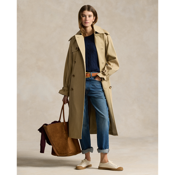 Double-Breasted Twill Trench Coat 