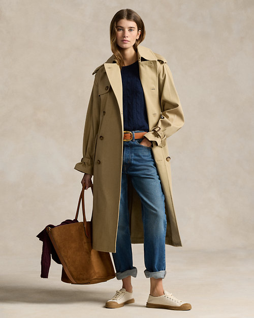 Double-Breasted Twill Trench Coat