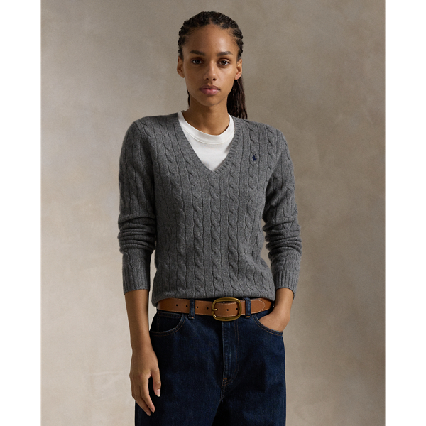 Cable-Knit Wool-Cashmere V-Neck Jumper