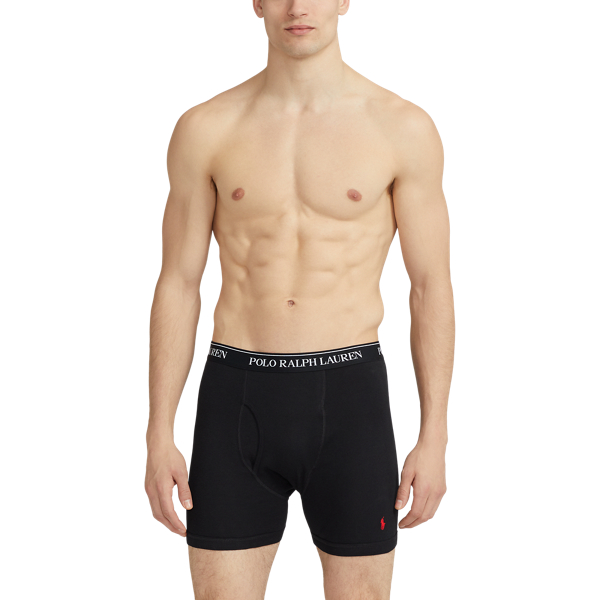 POLO Big & Tall Ralph Lauren Men's Stretch Classic Fit Cotton Briefs,  Multi-Packs Available, Black/Red, 1X at  Men's Clothing store