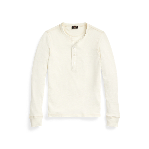 Waffle-Knit Cotton Henley