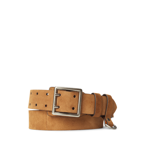 Double-Prong Buckle Calf-Suede Belt