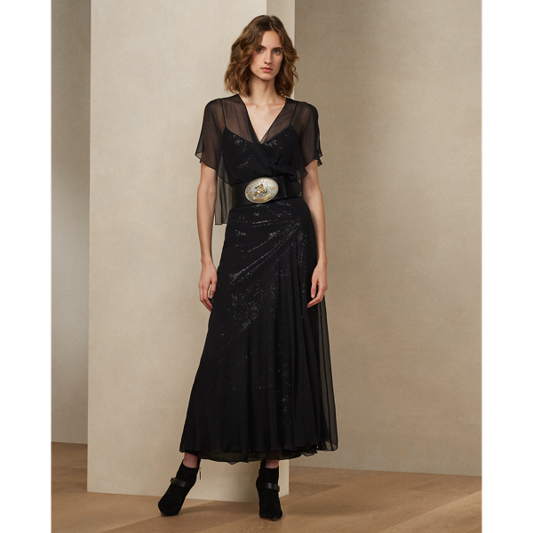 Romaine Silk Chiffon Cocktail Dress