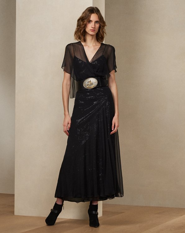 Romaine Silk Chiffon Cocktail Dress