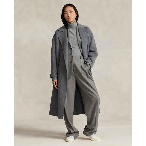 Wool-Blend Wrap Coat