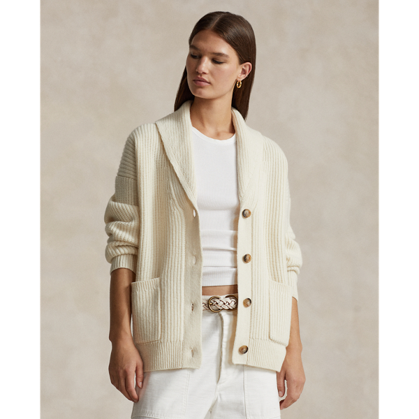 Shawl-Collar Wool-Cashmere Cardigan