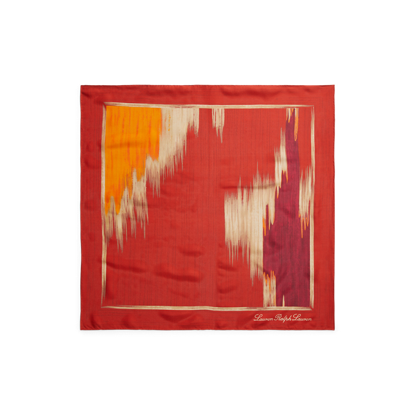 Foulard Carré En Soie Vintage - Imprimé Paysage Naturel Abstrait Marron, Pour Femme, Modèle FO774