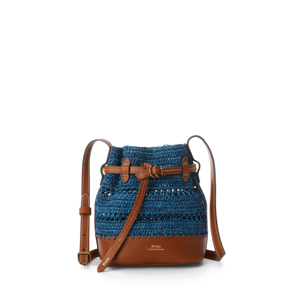 Raffia-Leather Small Bellport Bucket Bag