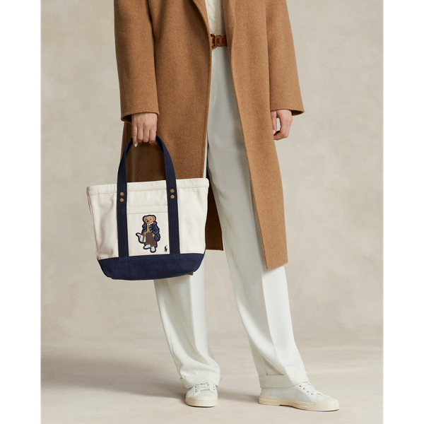 Canvas polo bear tote bag store