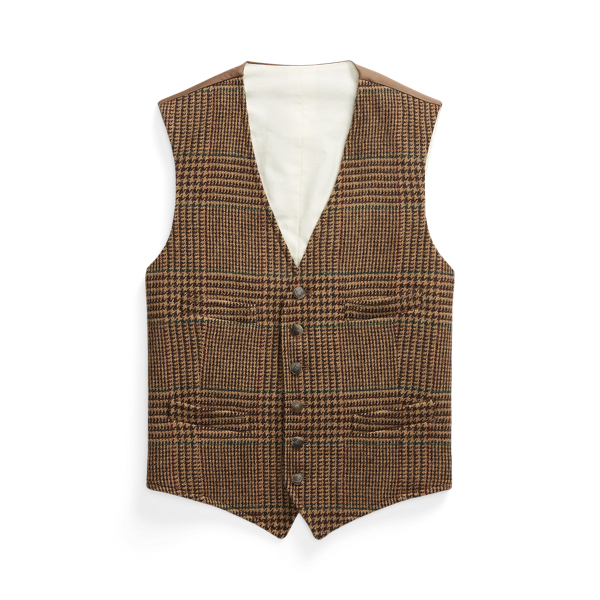 Glen Plaid Wool Tweed Waistcoat for Men Ralph Lauren UK