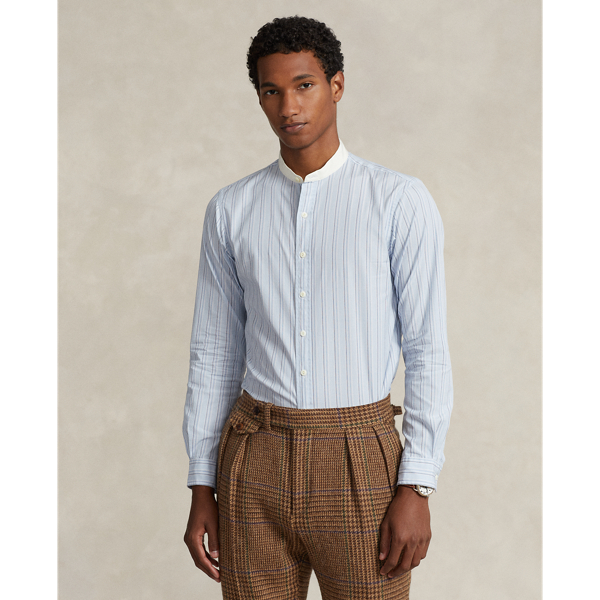 Camisa de popelina às riscas Custom Fit