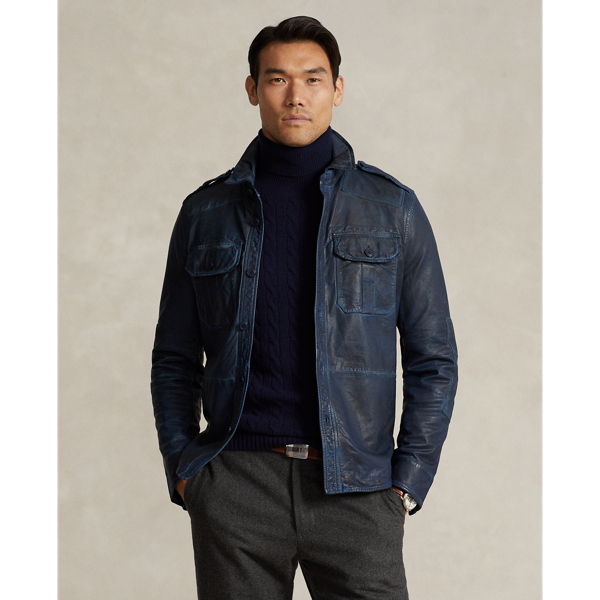 Indigo Leather Utility Jacket