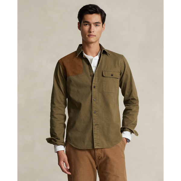 Brown polo button best sale down