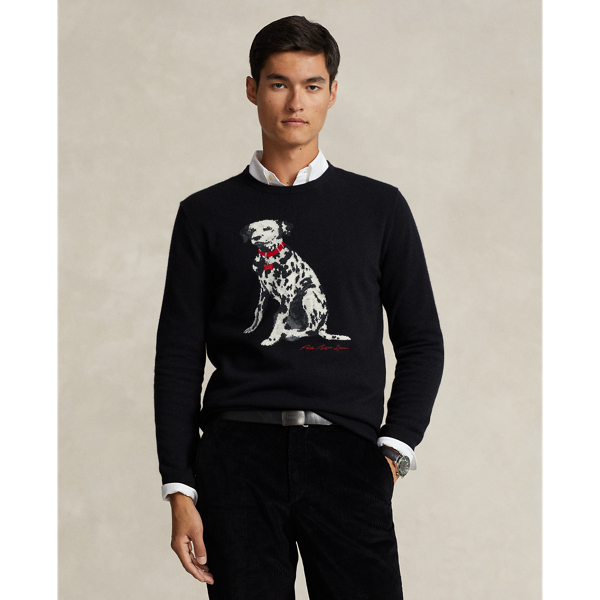 Pull en cachemire à motif dalmatien