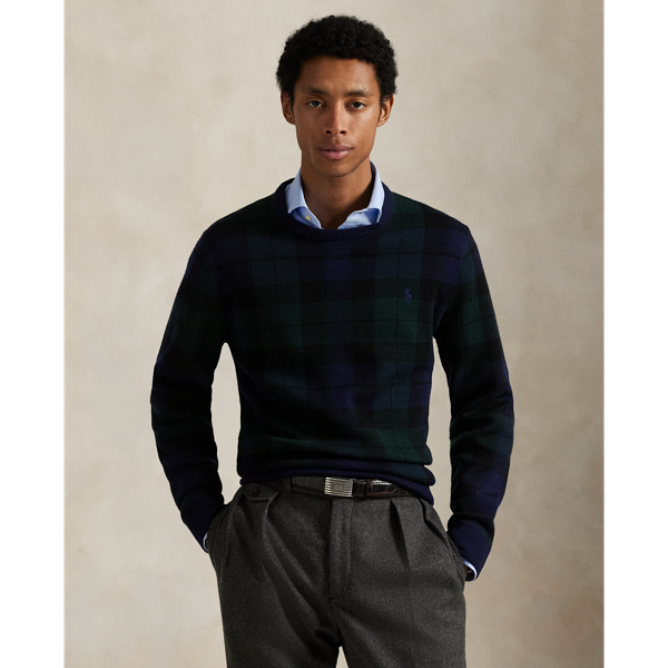Plaid Washable Wool Sweater
