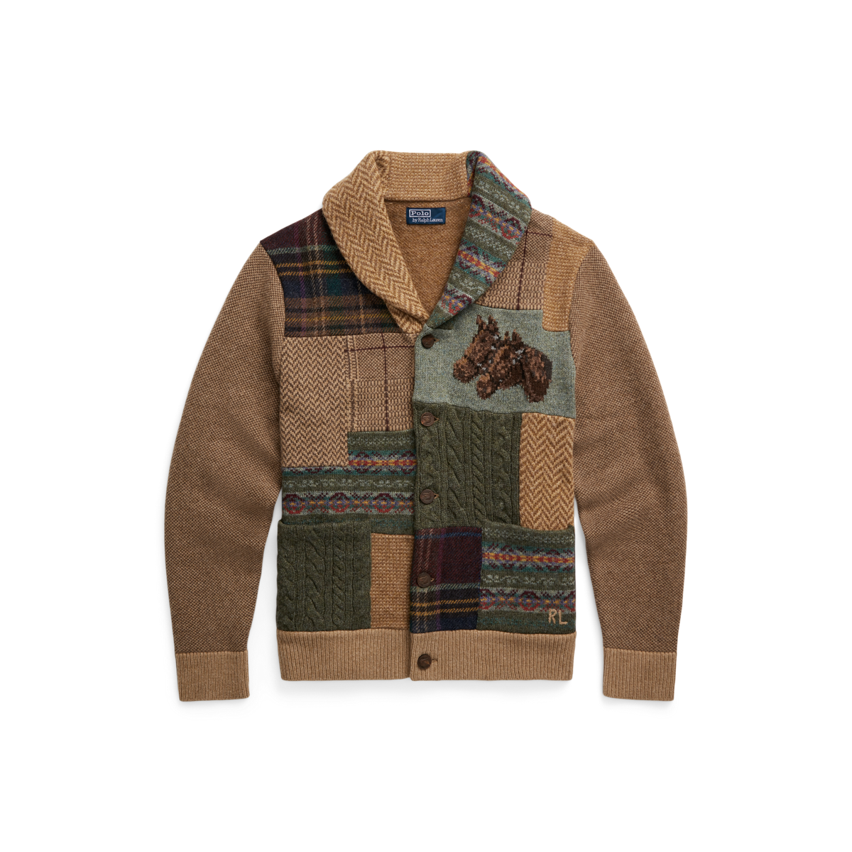Polo ralph best sale lauren patchwork cardigan
