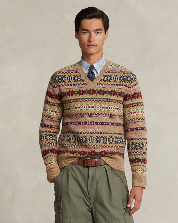 Fair Isle Wool V-Neck Sweater