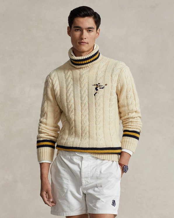Cable-Knit Wool-Blend Roll Neck Jumper