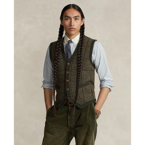 Windowpane Wool Sweater Vest