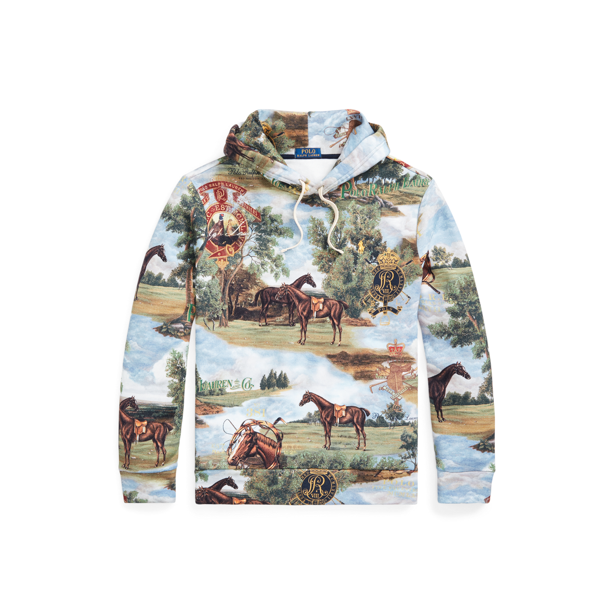 Equestrian-Print Fleece Hoodie