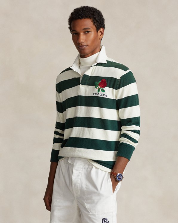 Classic Fit Striped Jersey Rugby Shirt