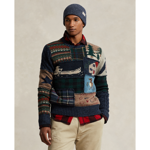 Pull patchwork laine et cachemire