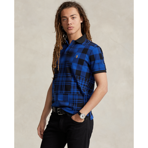 Custom Slim Plaid Mesh Polo Shirt