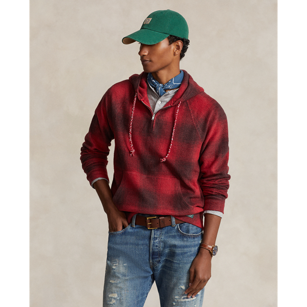 Plaid Brushed Fleece Hoodie for Men Ralph Lauren PA
