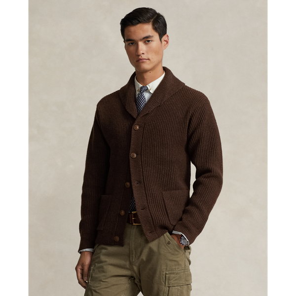 Wool-Blend Shawl-Collar Cardigan