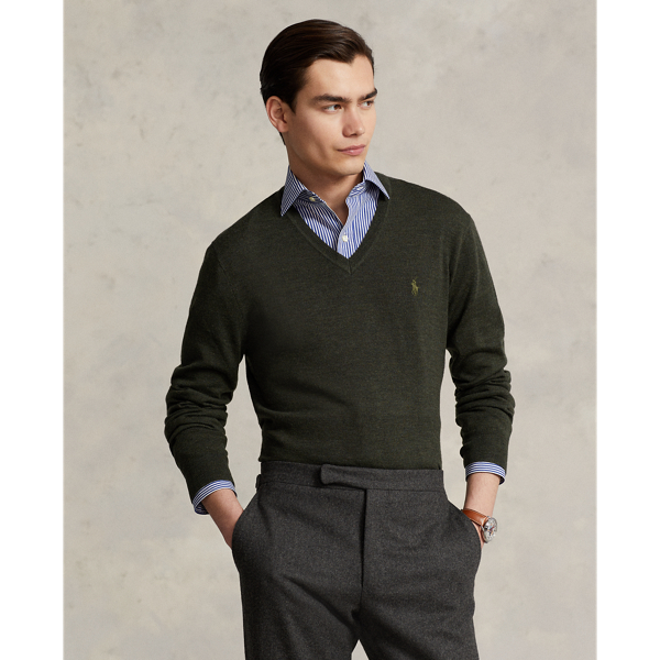 Slim Fit Washable Wool V-Neck Jumper