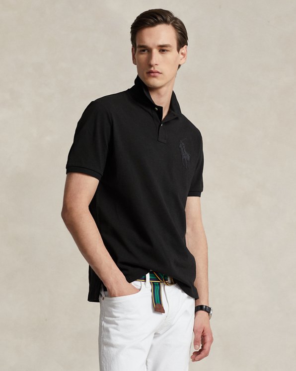 Classic Fit Leather-Pony Mesh Polo