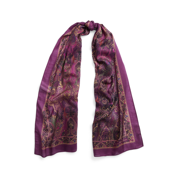 Anjali Paisley Wool-Silk Wrap Scarf