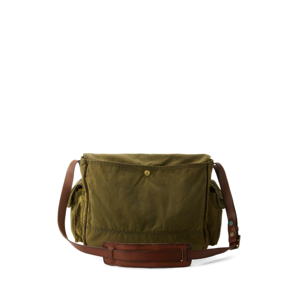 Leather Trim Oilcloth Messenger Bag for Men Ralph Lauren TM