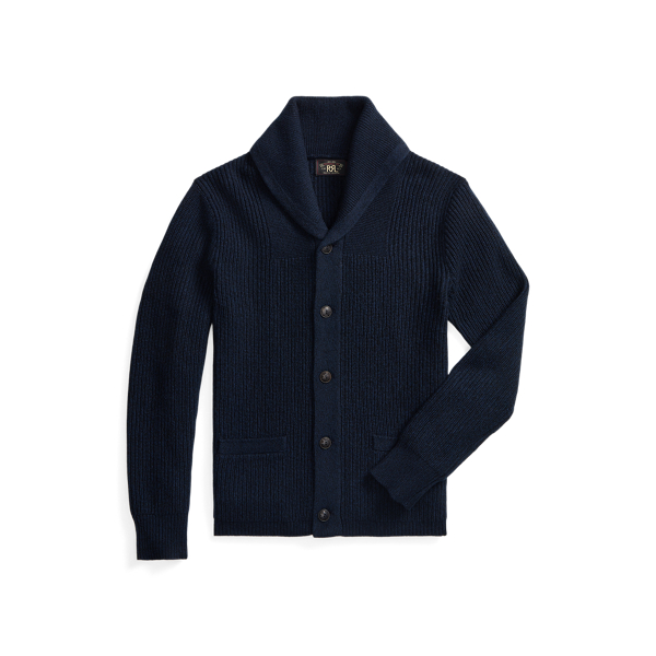 Textured Cashmere Shawl-Collar Cardigan