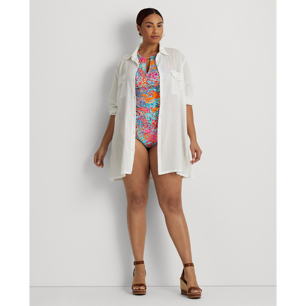Crushed Cotton Shirt Cover-Up